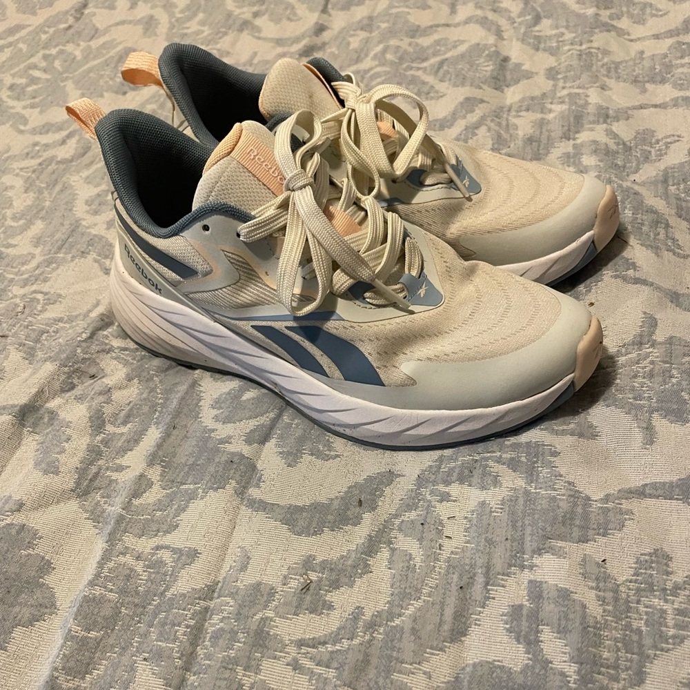 Reebok Women's Cream and Blue Sneakers